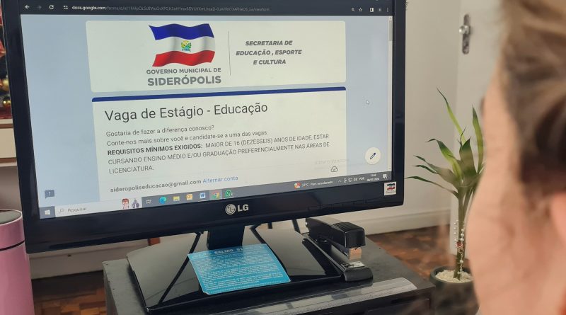 nscrições para estágio nas escolas de Siderópolis 